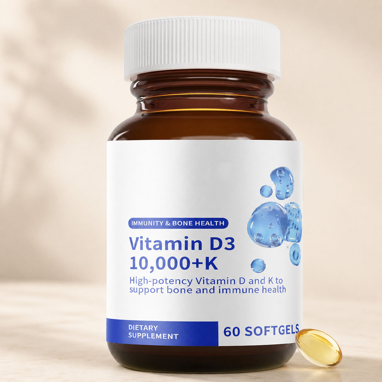Vitamin D3 and K2 softgels