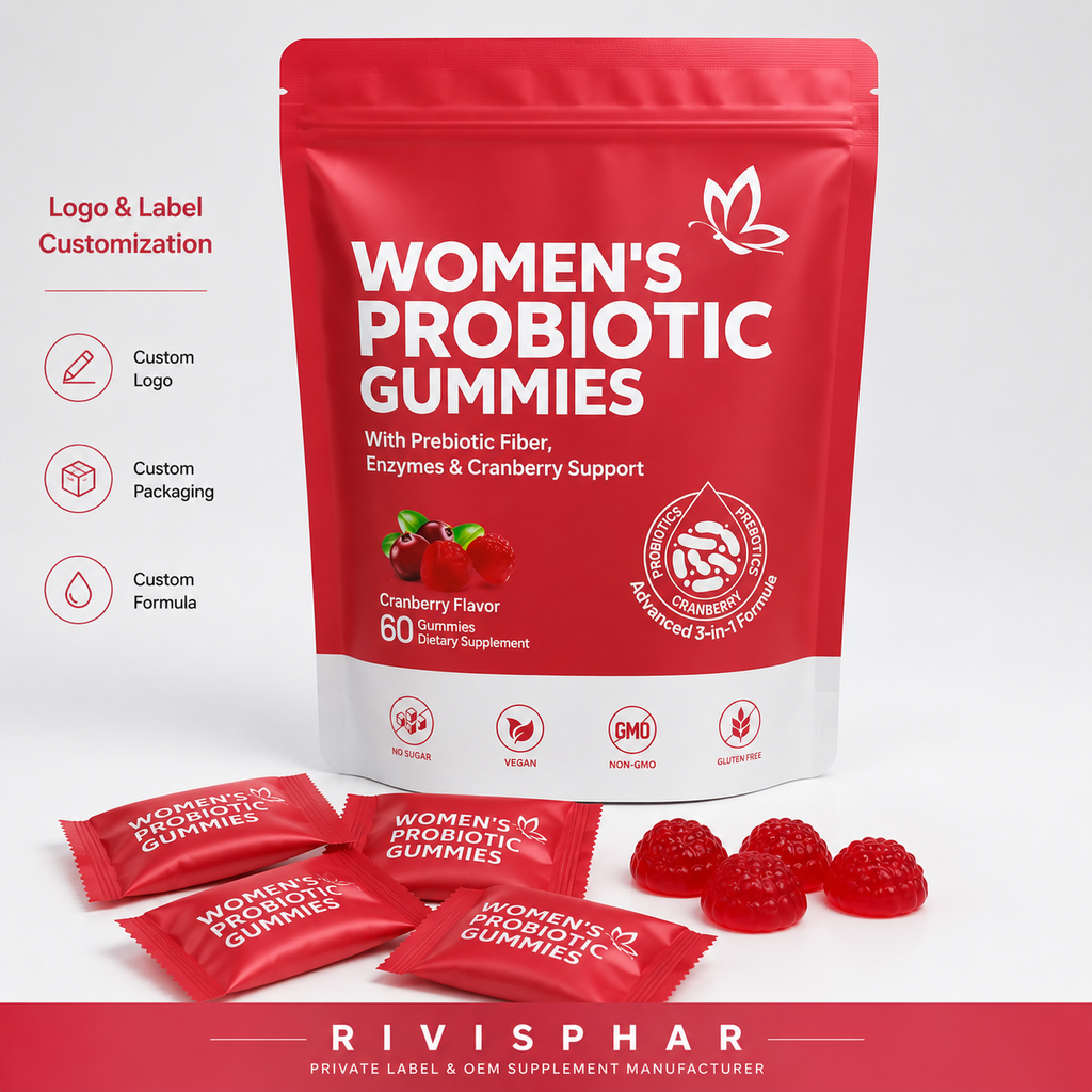 Probiotic Gummies 60ct | Gut Health & Immune Support | Eco-Friendly Pouch | Private Label OEM