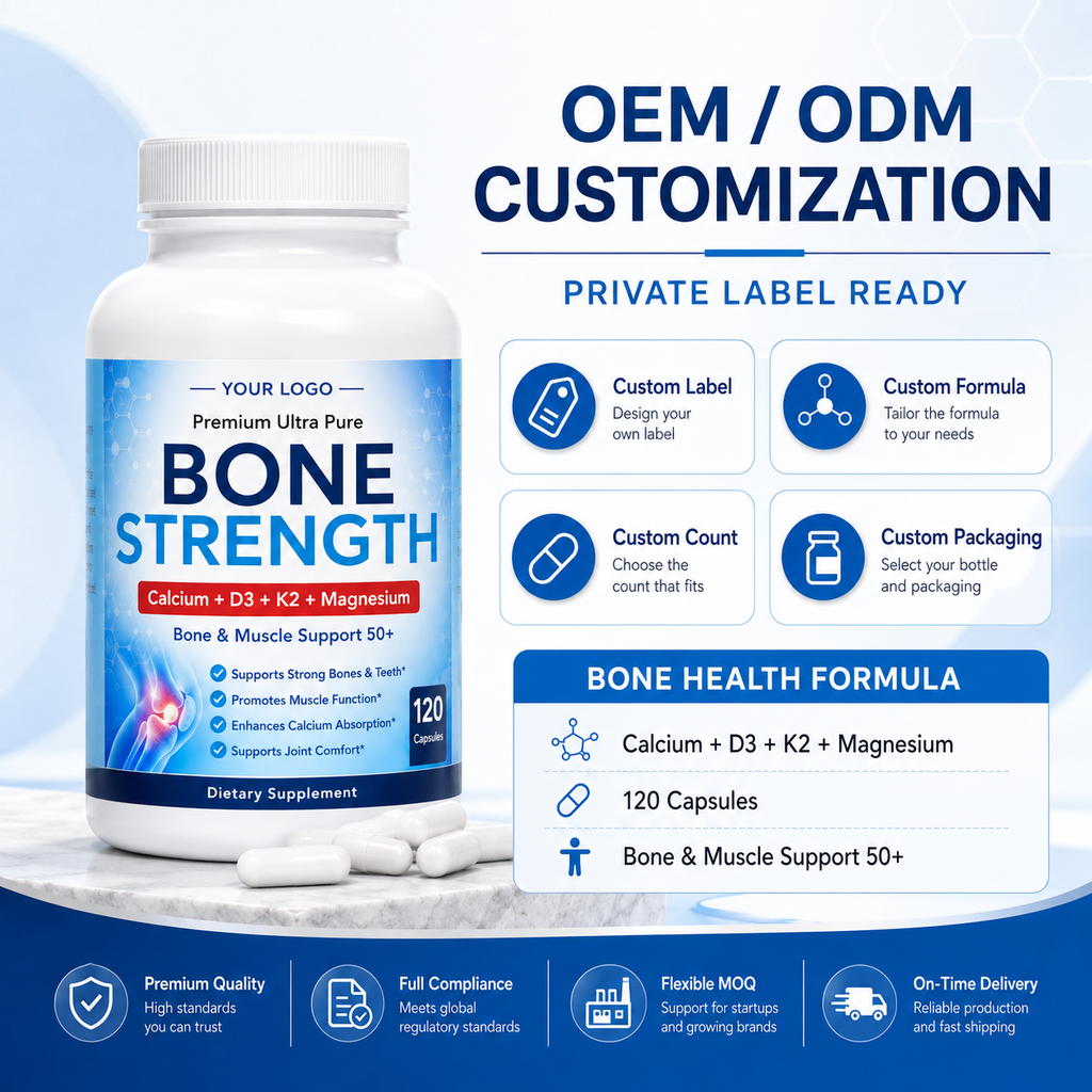 Bone Strength Capsules 120ct | Bone Density & Skeletal Health Support | Private Label OEM