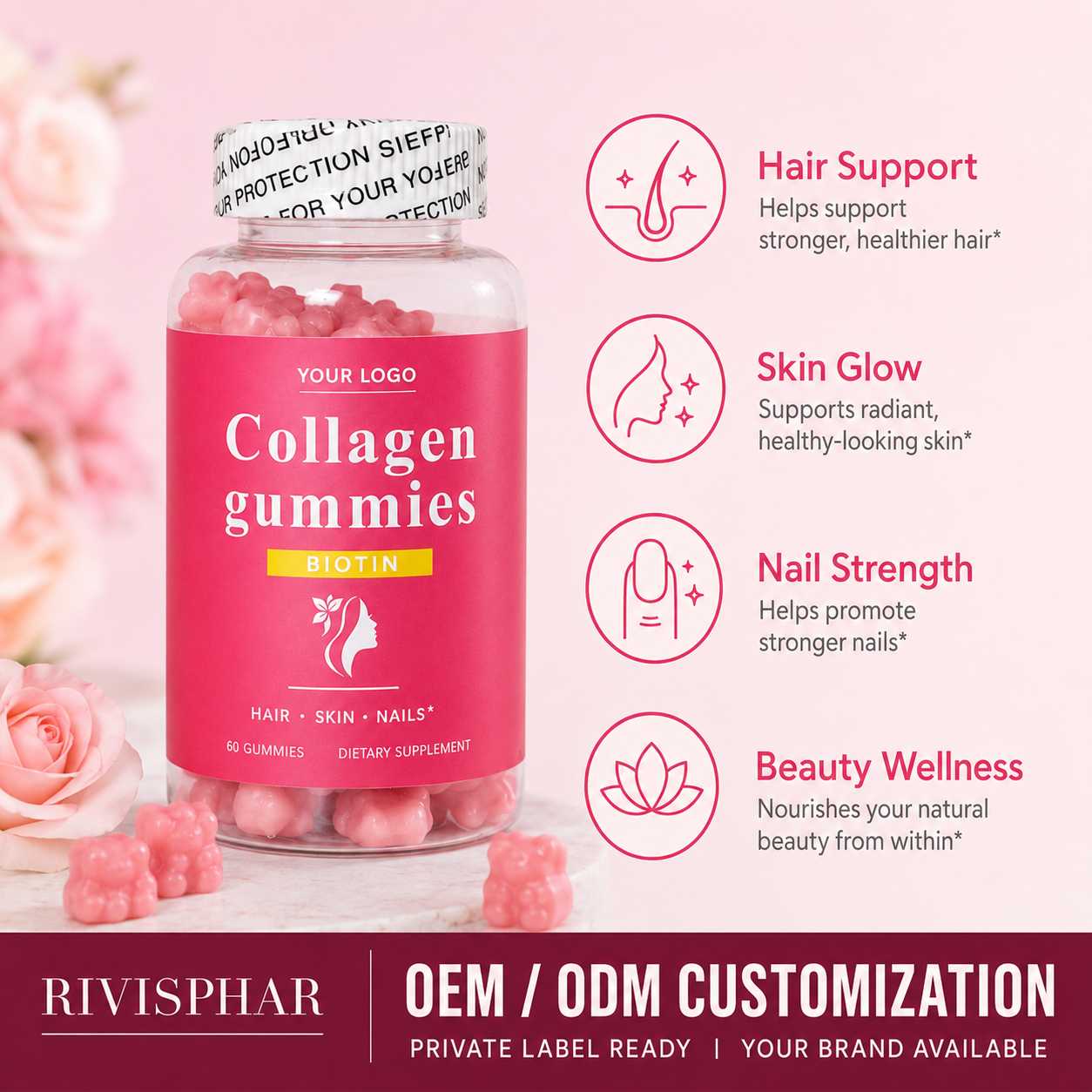 Collagen Gummies 60 Count | Private Label & OEM Beauty Supplement