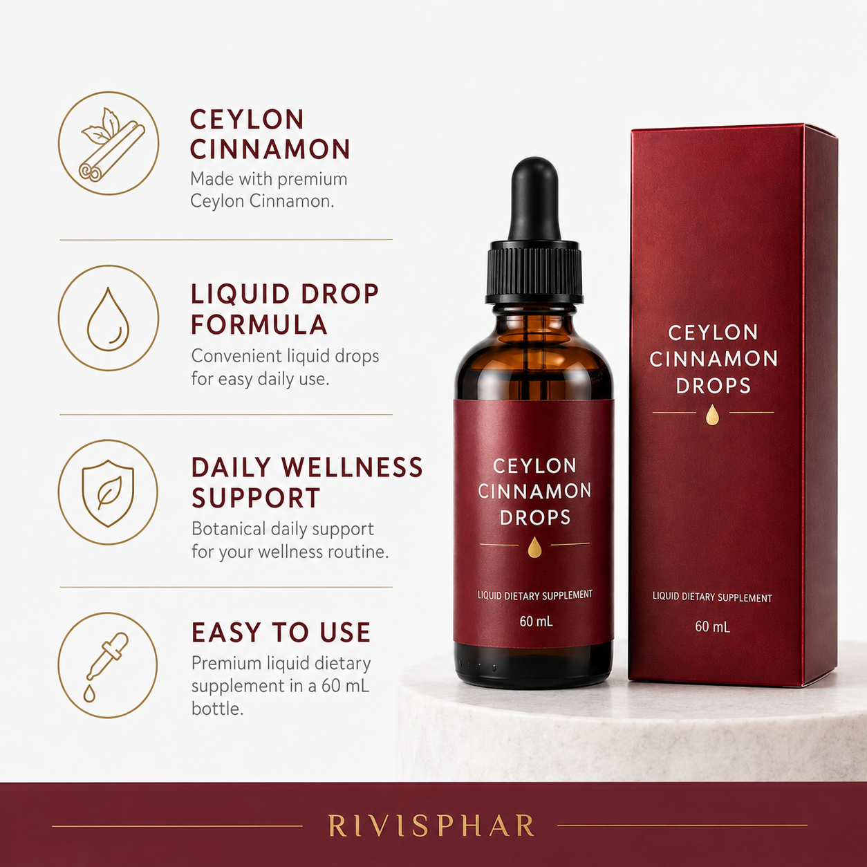 Ceylon Cinnamon Liquid Drops 60ml | Blood Sugar Balance & Metabolic Support | Private Label OEM