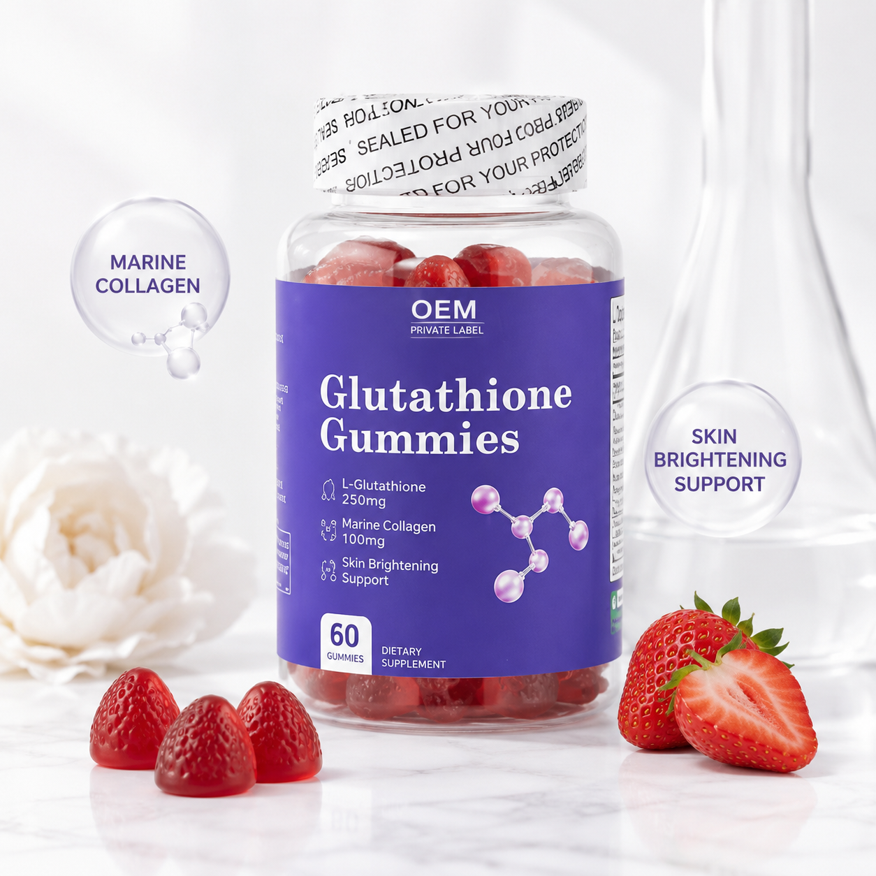 Glutathione Gummies 60 Count | Private Label & OEM Antioxidant Supplement