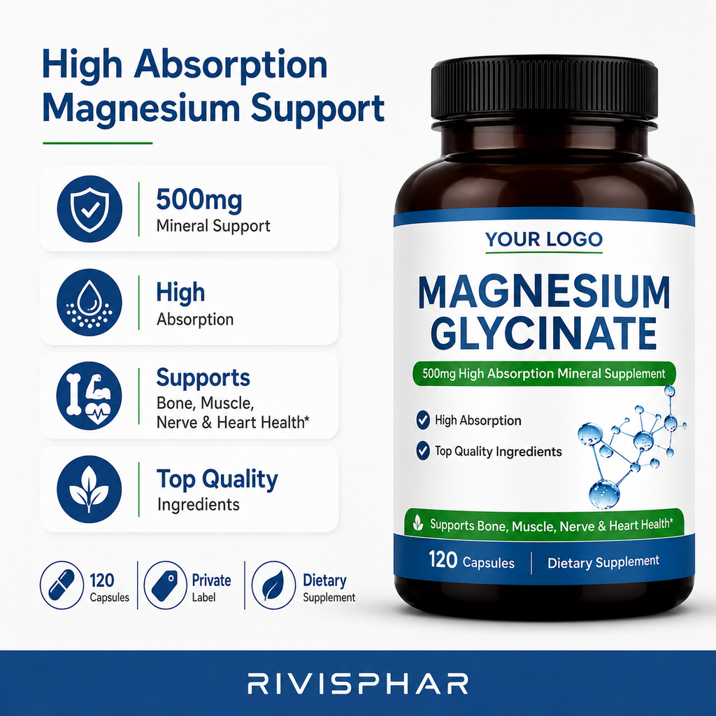 Magnesium Capsules 90ct | Muscle Recovery, Sleep & Nervous System Support | Private Label OEM