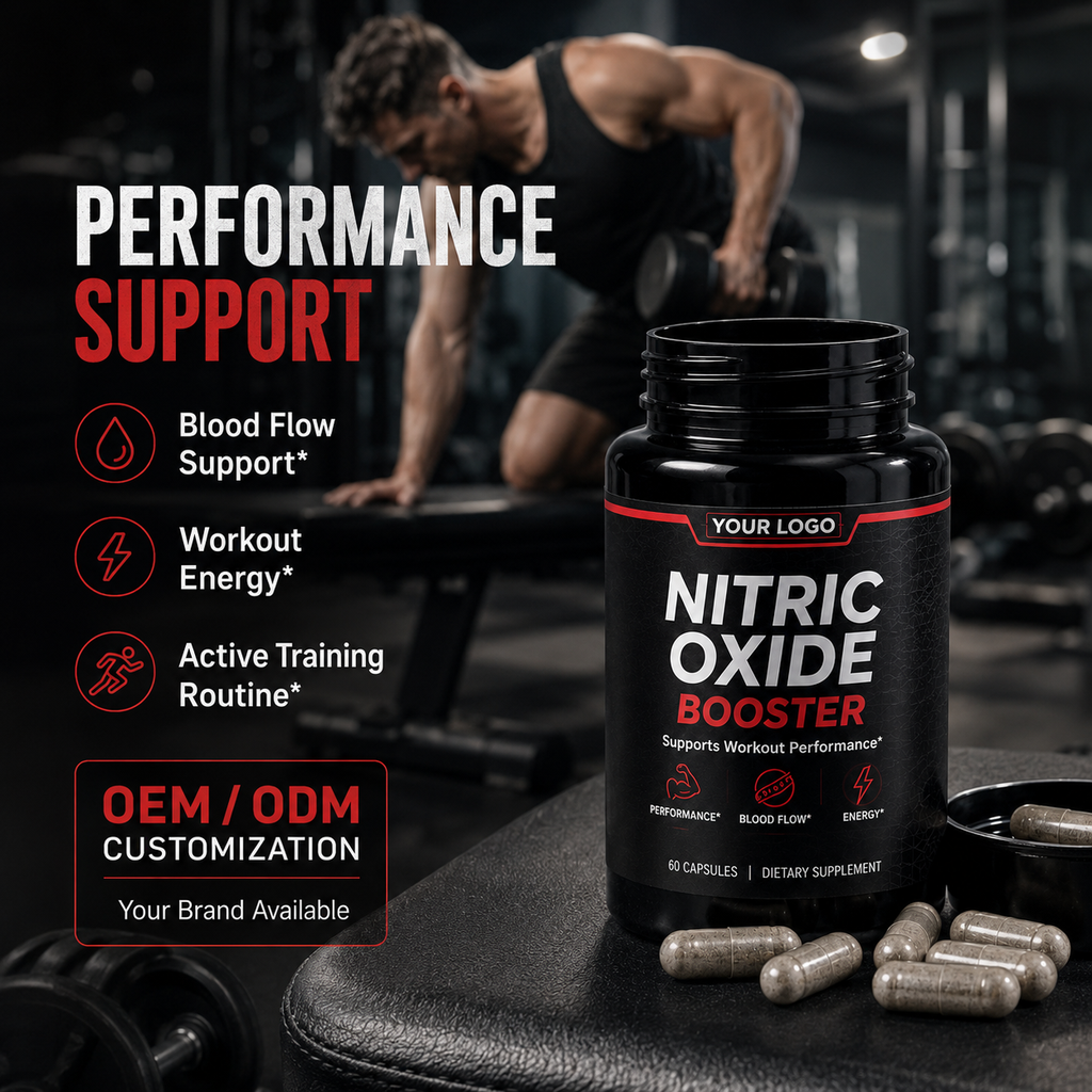 Nitric Oxide Booster Capsules 60ct | Vasodilation, Blood Flow & Sports Performance | Private Label OEM