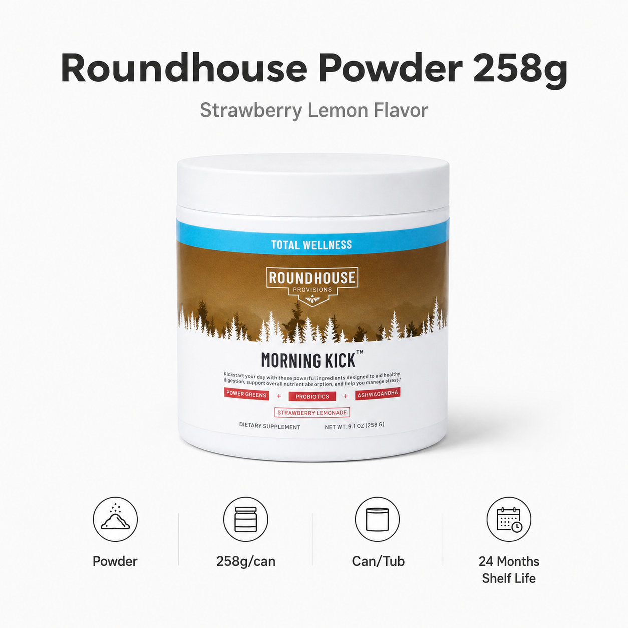 Roundhouse Performance Powder 258g | Strawberry Lemon | Endurance, Hydration & Daily Vitality | Private Label OEM