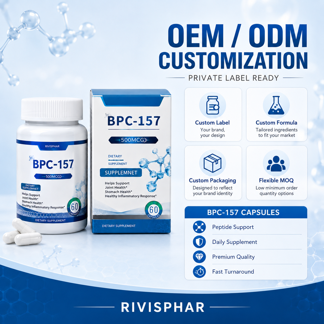 BPC-157 Capsules 60ct | Cellular Recovery & Tissue Support | Private Label OEM