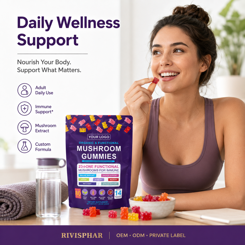 Mushroom Gummies 80ct | Lion's Mane, Reishi & Cordyceps Functional Blend | Private Label OEM