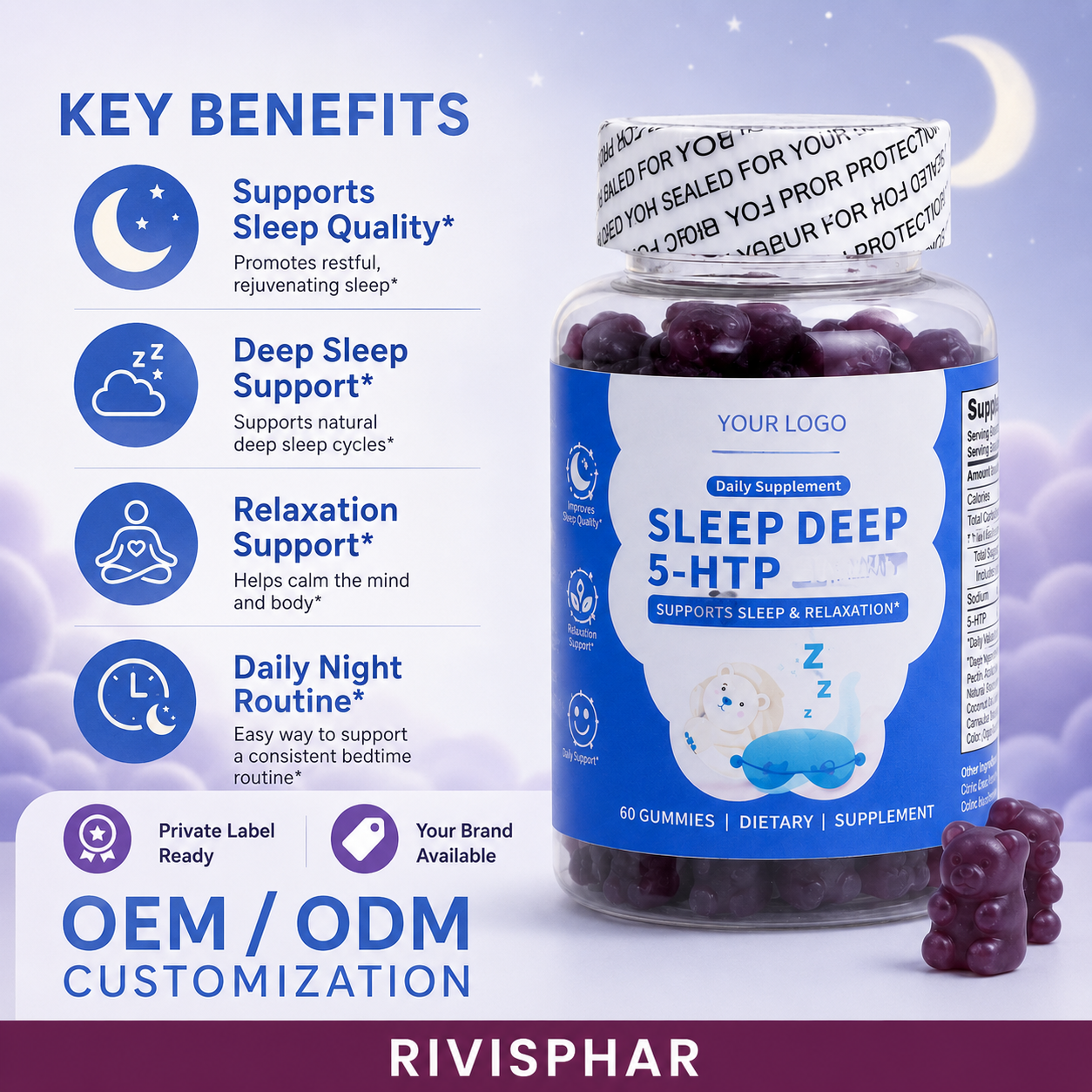 Melatonin Gummies 60 Count | Private Label & OEM Sleep Supplement