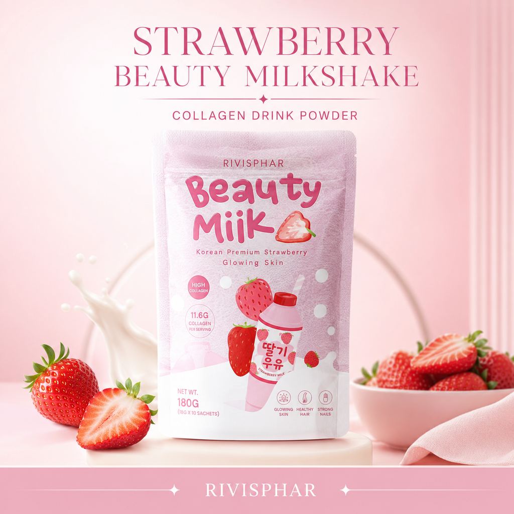 Beauty Milk Powder – Strawberry | Collagen & Skin Nutrition Drink Mix | 10 Sachets | Private Label OEM