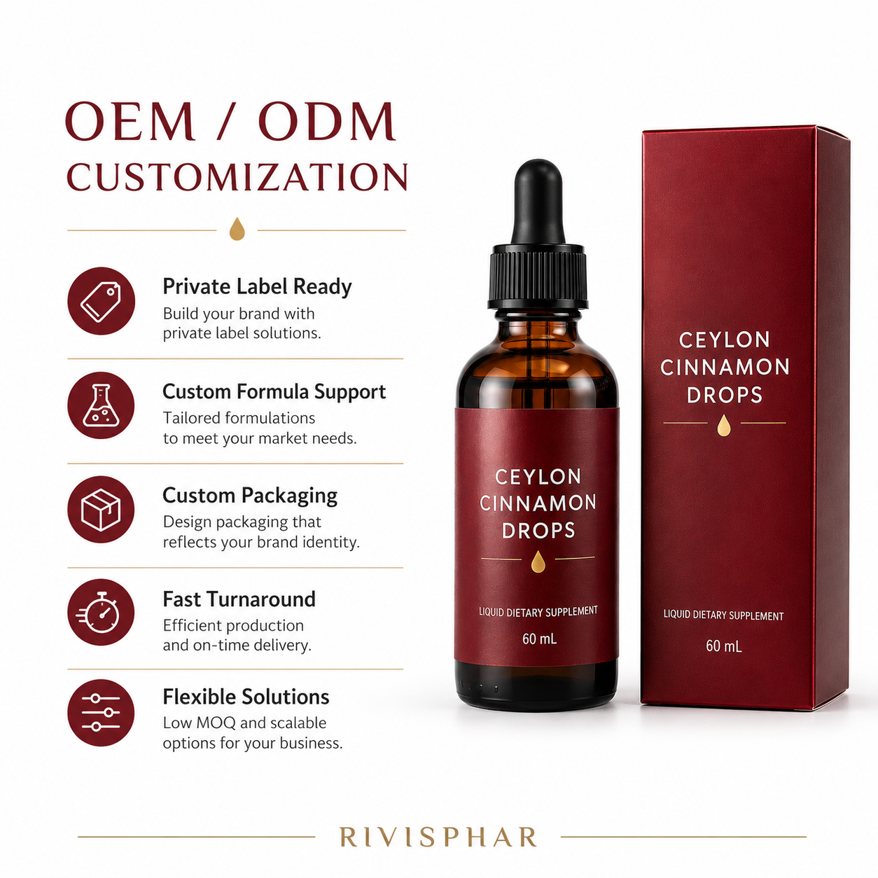 Ceylon Cinnamon Liquid Drops 60ml | Blood Sugar Balance & Metabolic Support | Private Label OEM