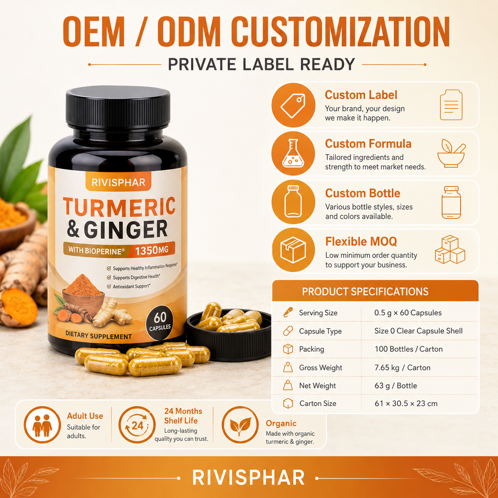 Turmeric Capsules 60ct | Curcumin Joint Support & Anti-Inflammatory | Private Label OEM