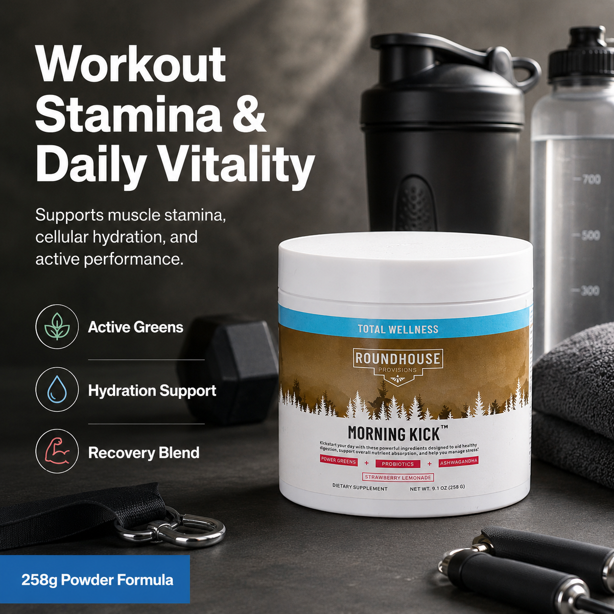 Roundhouse Performance Powder 258g | Strawberry Lemon | Endurance, Hydration & Daily Vitality | Private Label OEM