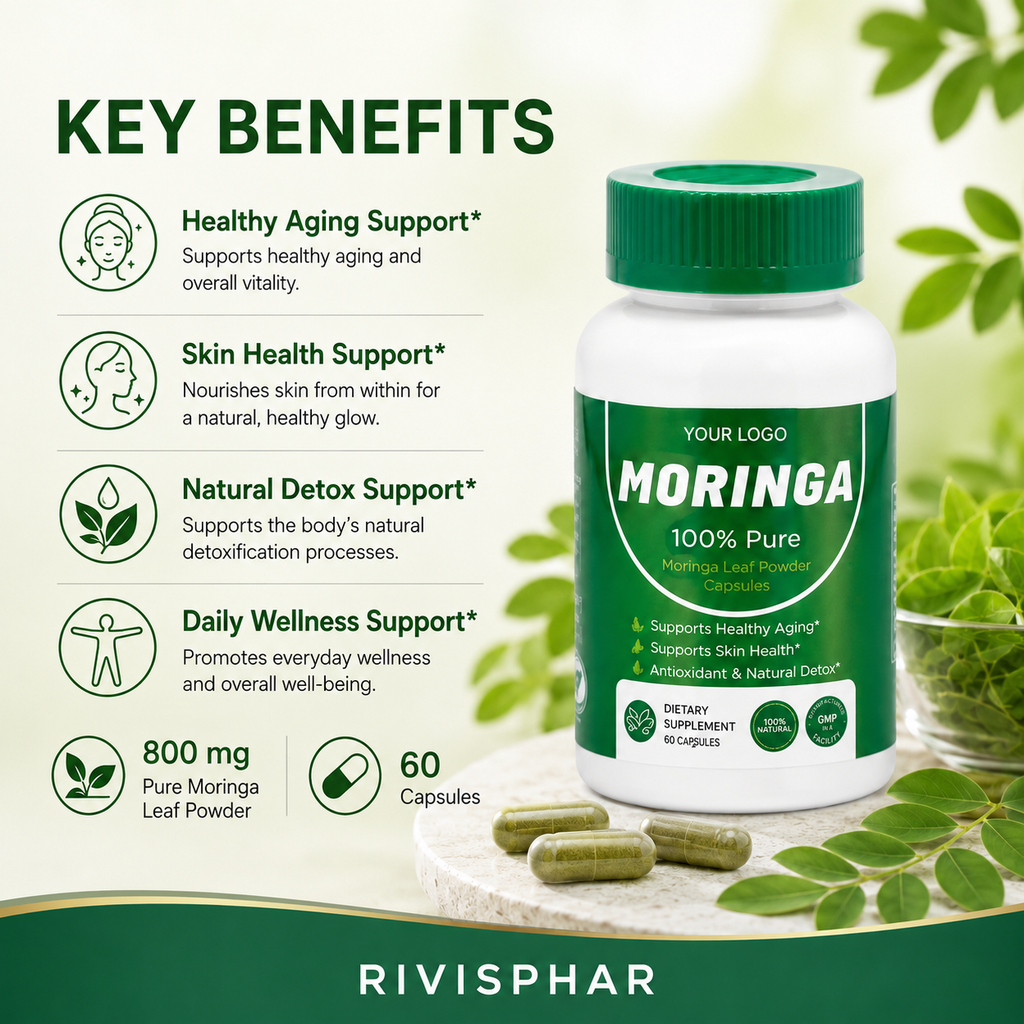 Moringa Capsules 60ct | Plant-Based Superfood Nutrition | Private Label OEM