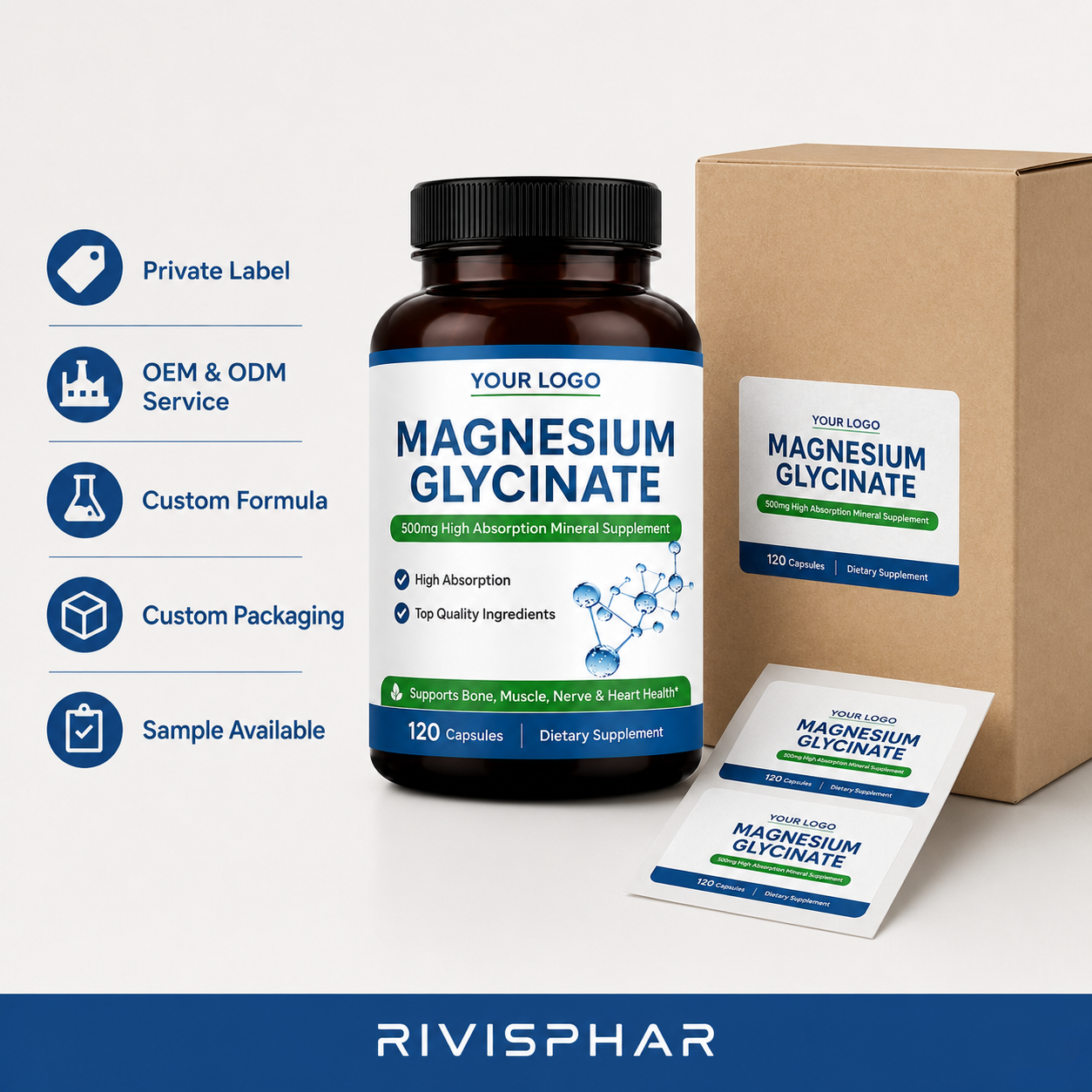 Magnesium Capsules 90ct | Muscle Recovery, Sleep & Nervous System Support | Private Label OEM
