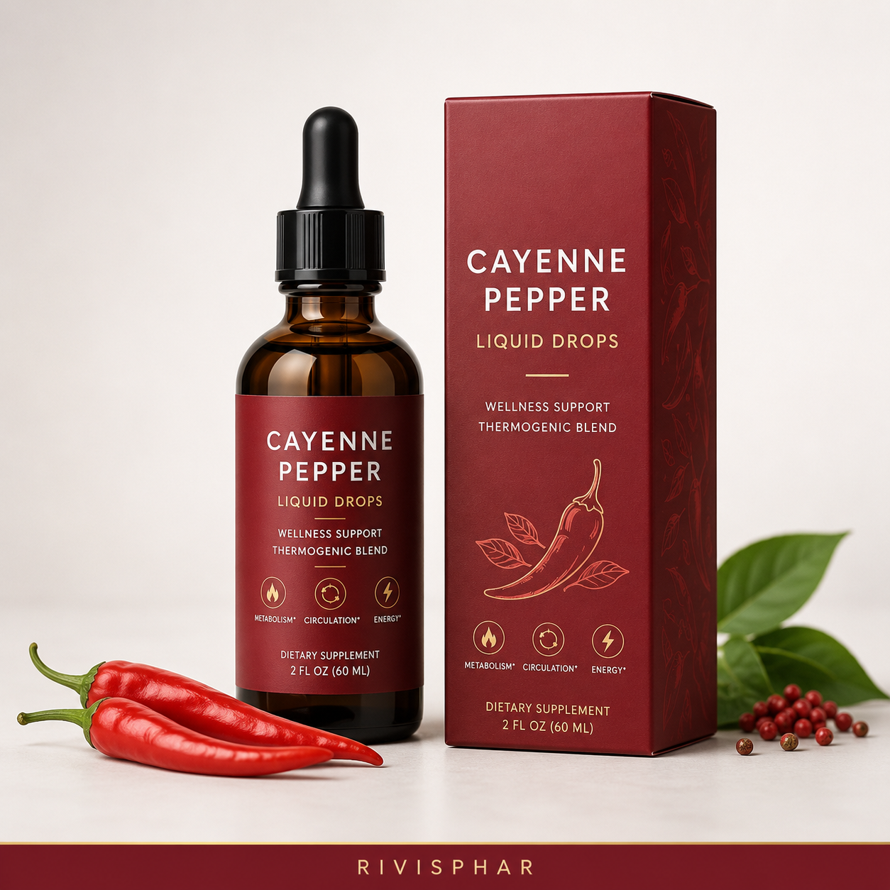 Cayenne Pepper Liquid Drops 60ml | Circulation, Metabolism & Thermogenic Support | Private Label OEM
