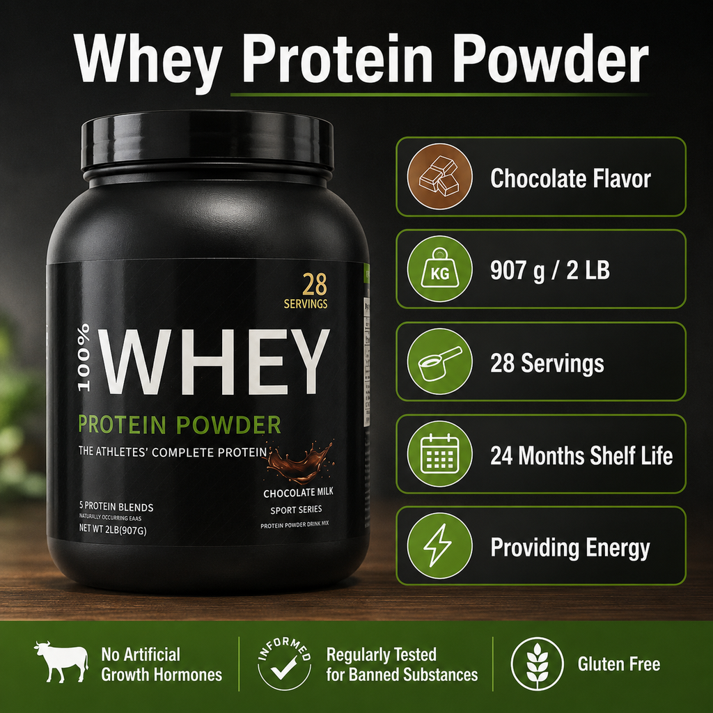 Whey Protein Powder 907g – Chocolate | Muscle Growth, BCAA & Post-Workout Recovery | Private Label OEM