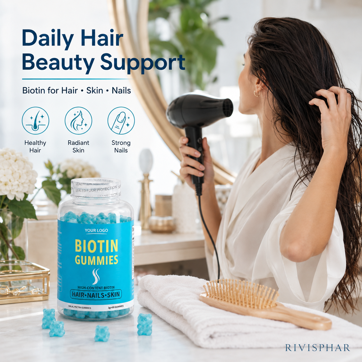 Biotin Gummies 60 Count | Private Label & OEM Hair & Beauty Supplement