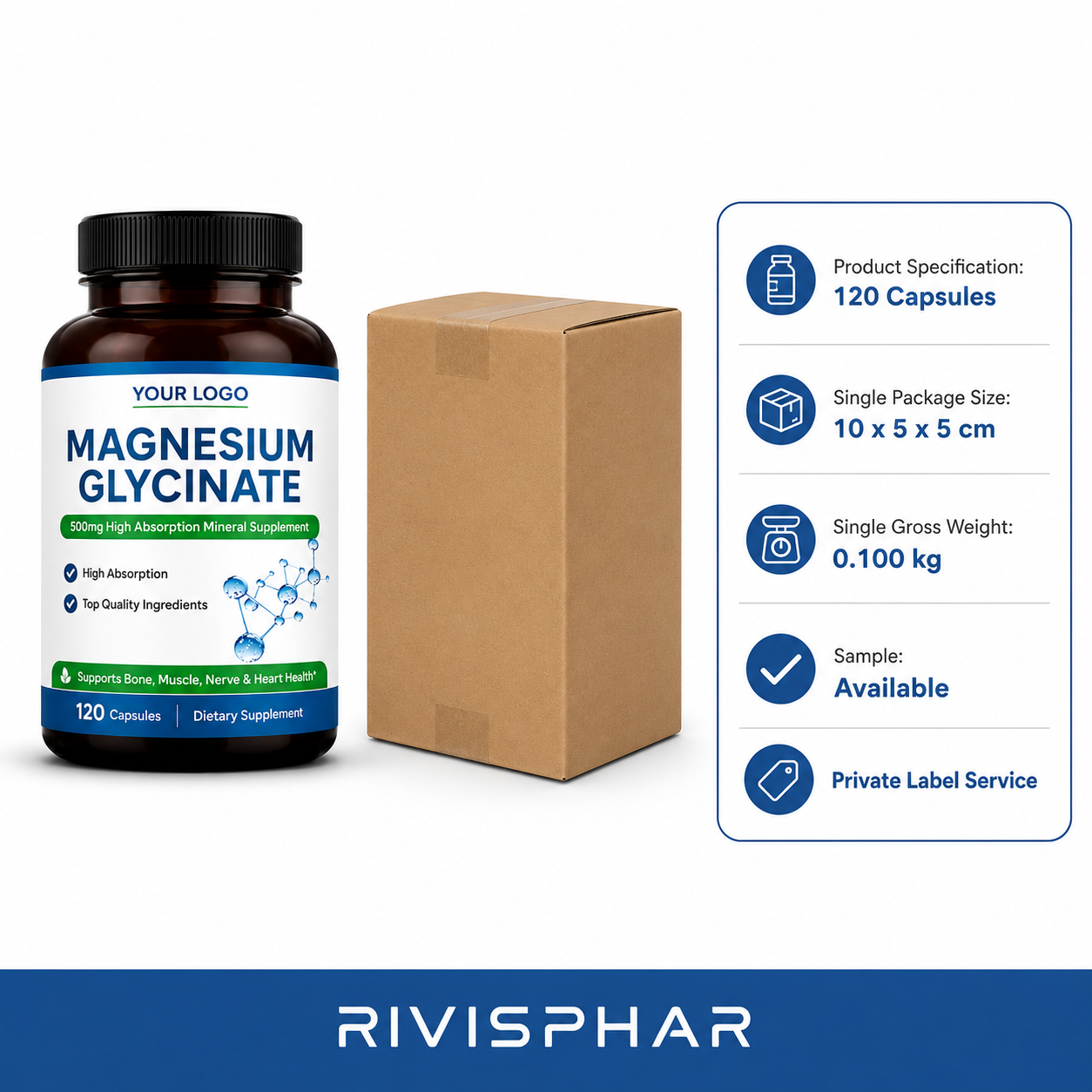 Magnesium Capsules 90ct | Muscle Recovery, Sleep & Nervous System Support | Private Label OEM