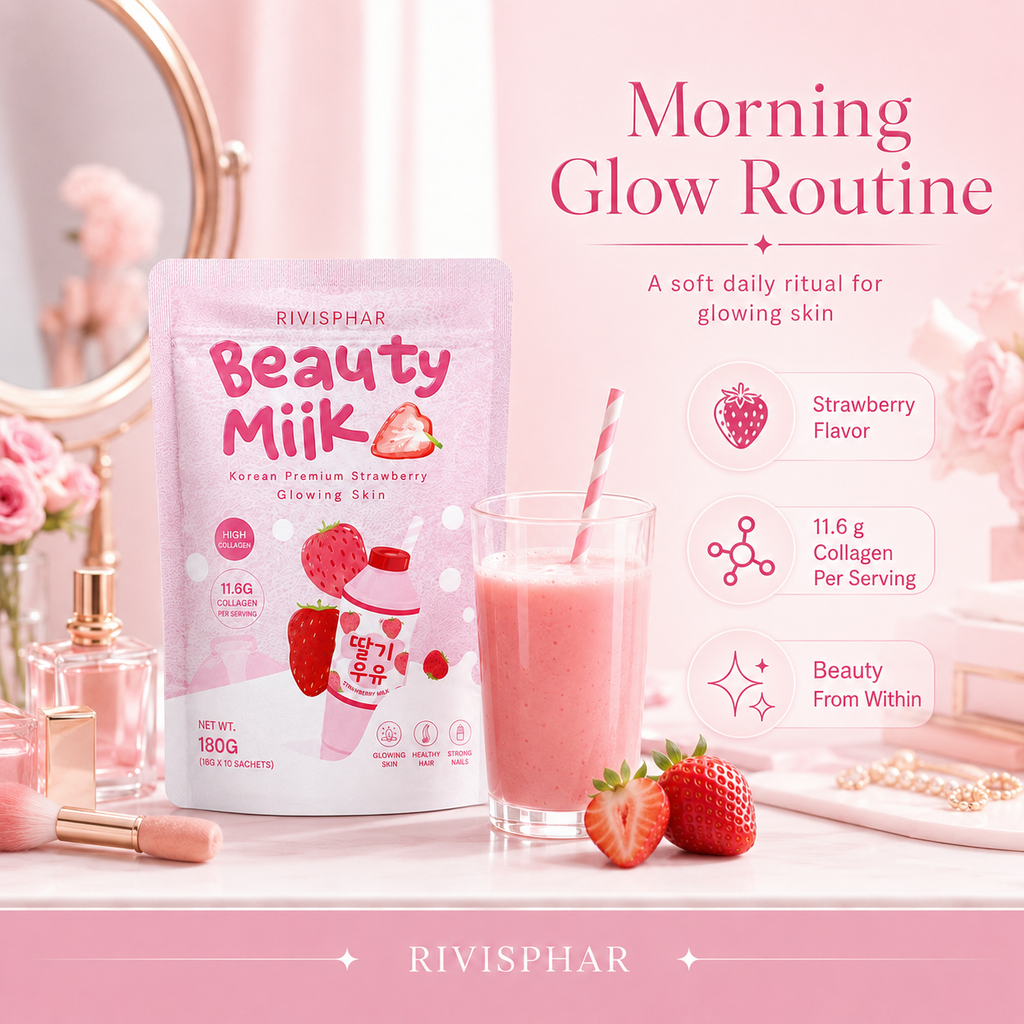 Beauty Milk Powder – Strawberry | Collagen & Skin Nutrition Drink Mix | 10 Sachets | Private Label OEM
