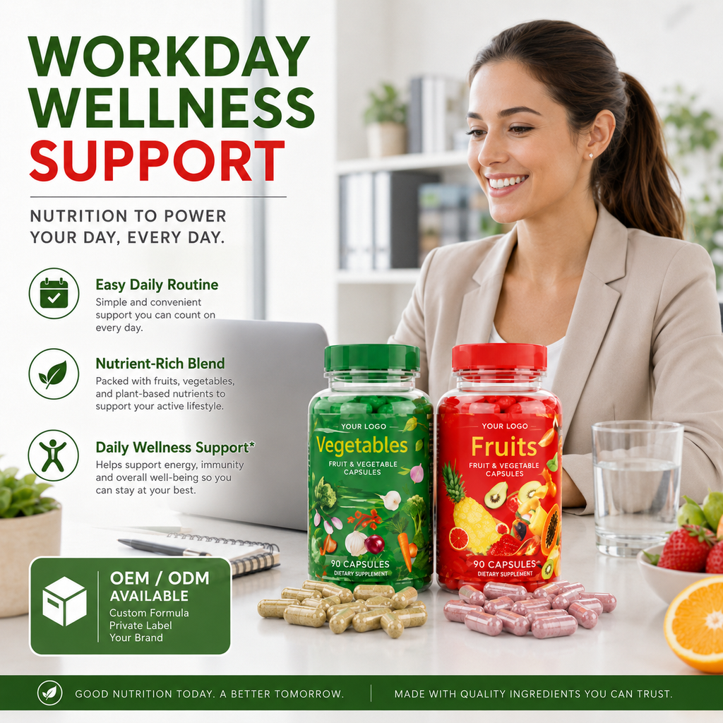 Fruit & Vegetable Capsules 90ct | Whole-Food Phytonutrients & Daily Antioxidant Support | Private Label OEM