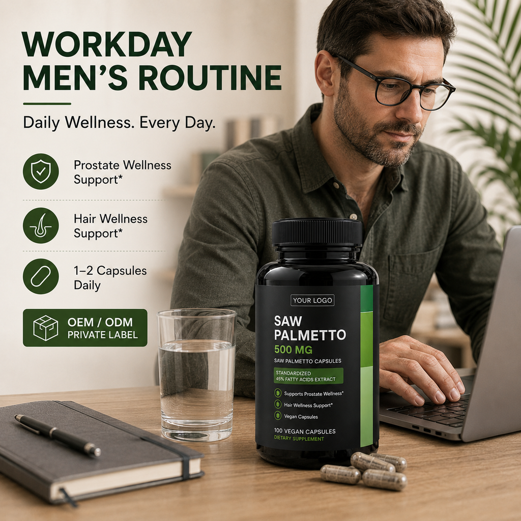 Saw Palmetto Capsules 100ct | Prostate Health & Men's Urinary Wellness | Private Label OEM