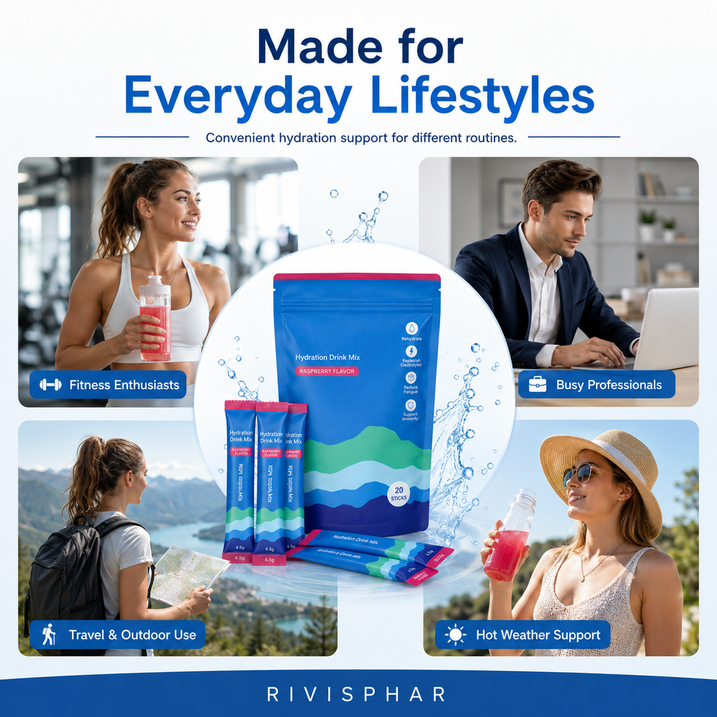 Adaptogenic Drink Mix – Raspberry | Stress Relief & Calm Focus Functional Beverage | 20 Packets | Private Label OEM