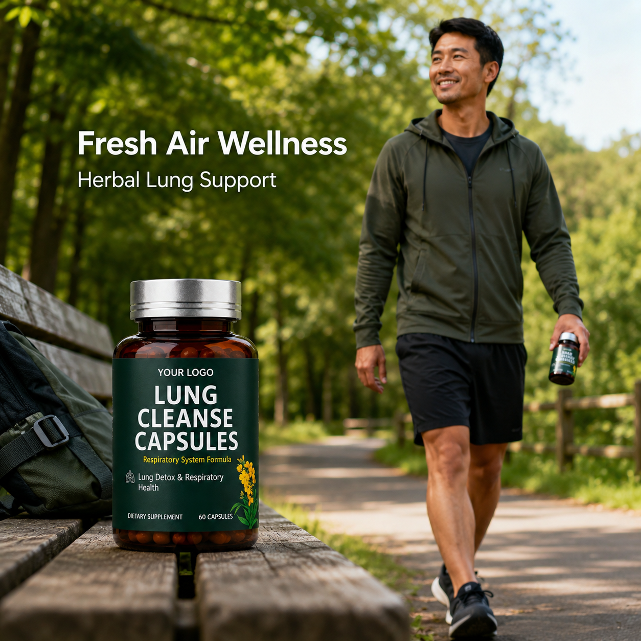 Lung Support Capsules 60ct | Respiratory Health & Clear Airway Formula | Private Label OEM