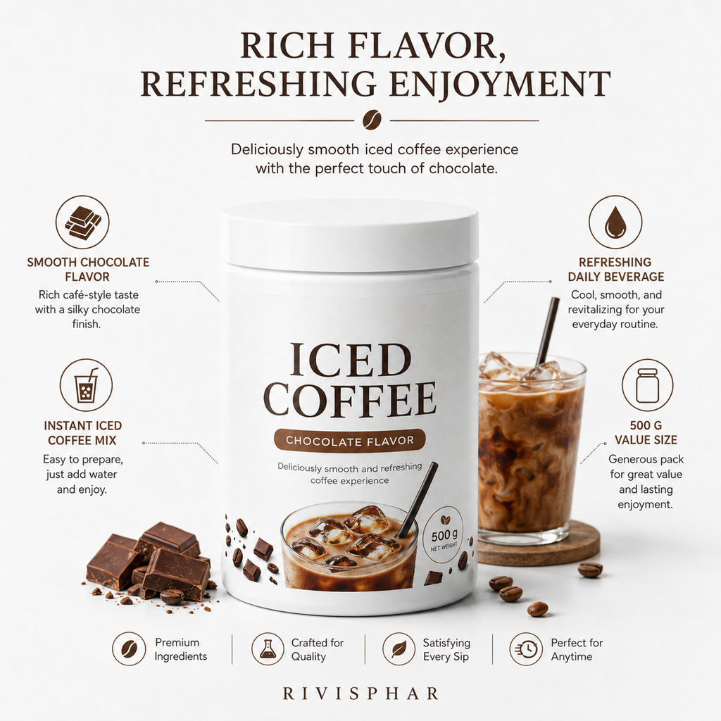 Iced Coffee Powder 500g – Chocolate | Instant Cold-Brew Energy & Mental Focus | Private Label OEM