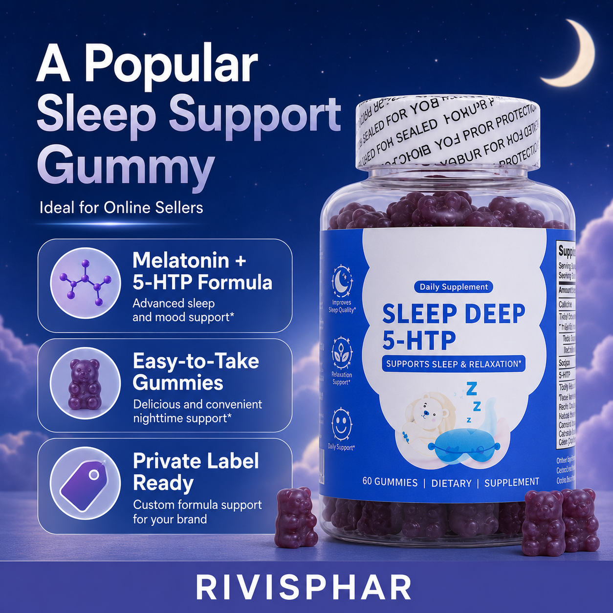 Melatonin Gummies 60 Count | Private Label & OEM Sleep Supplement