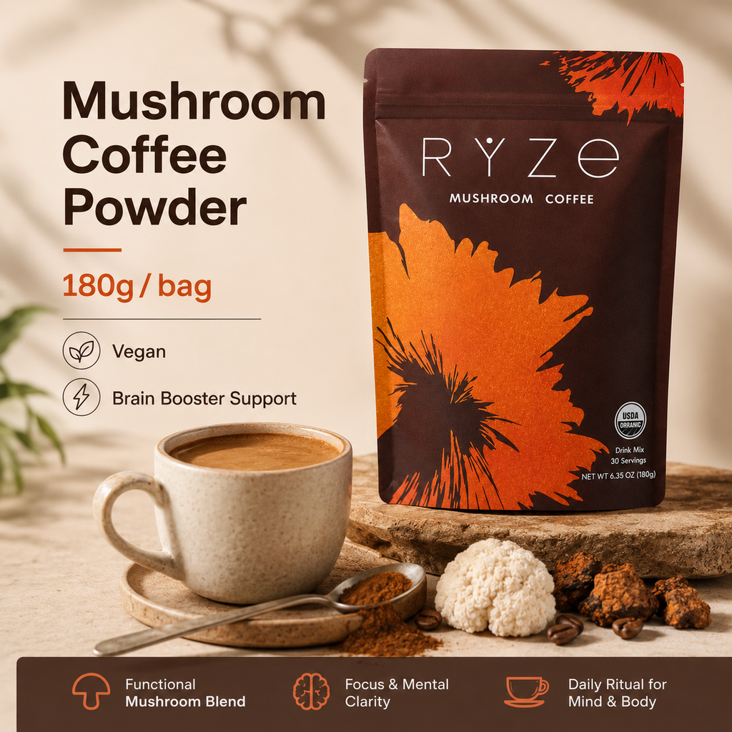Mushroom Coffee Powder 180g | Lion's Mane & Reishi Nootropic Blend | Jitter-Free Focus | Private Label OEM