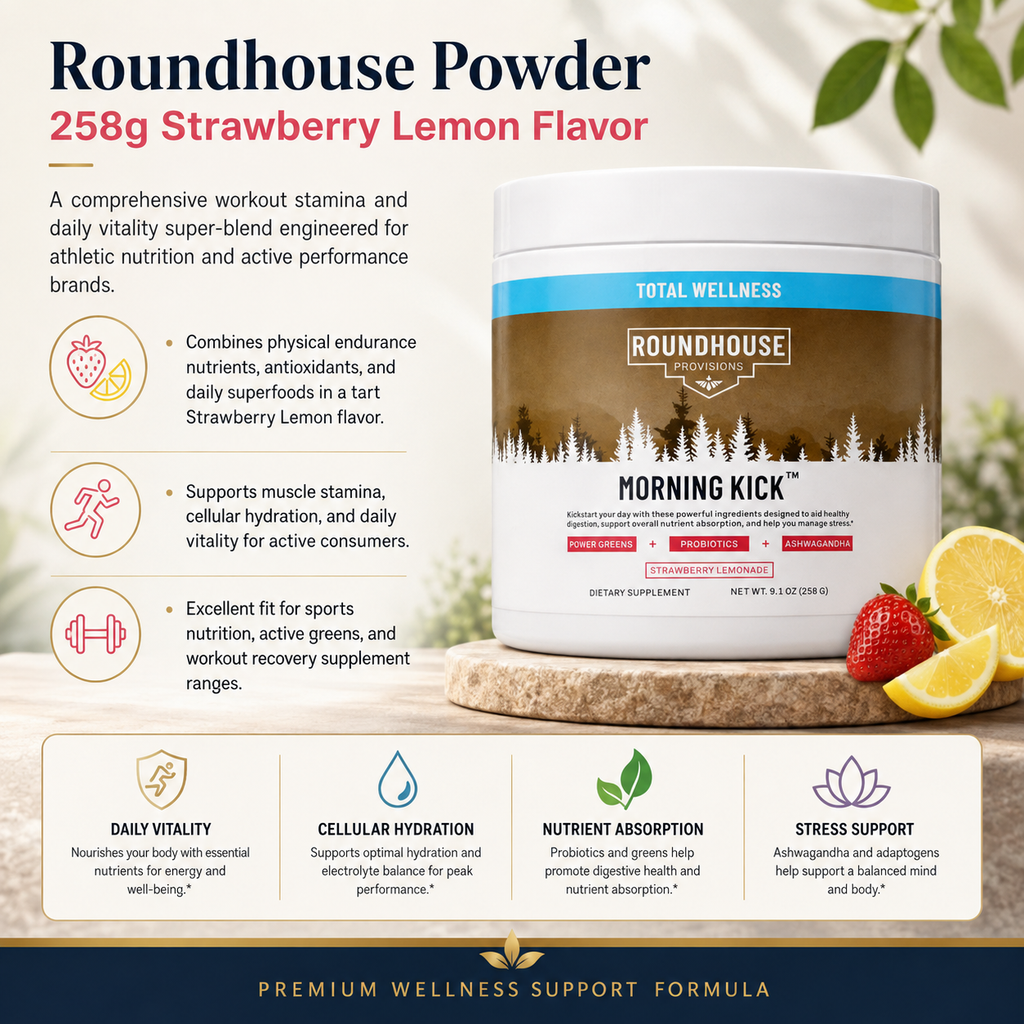 Roundhouse Performance Powder 258g | Strawberry Lemon | Endurance, Hydration & Daily Vitality | Private Label OEM