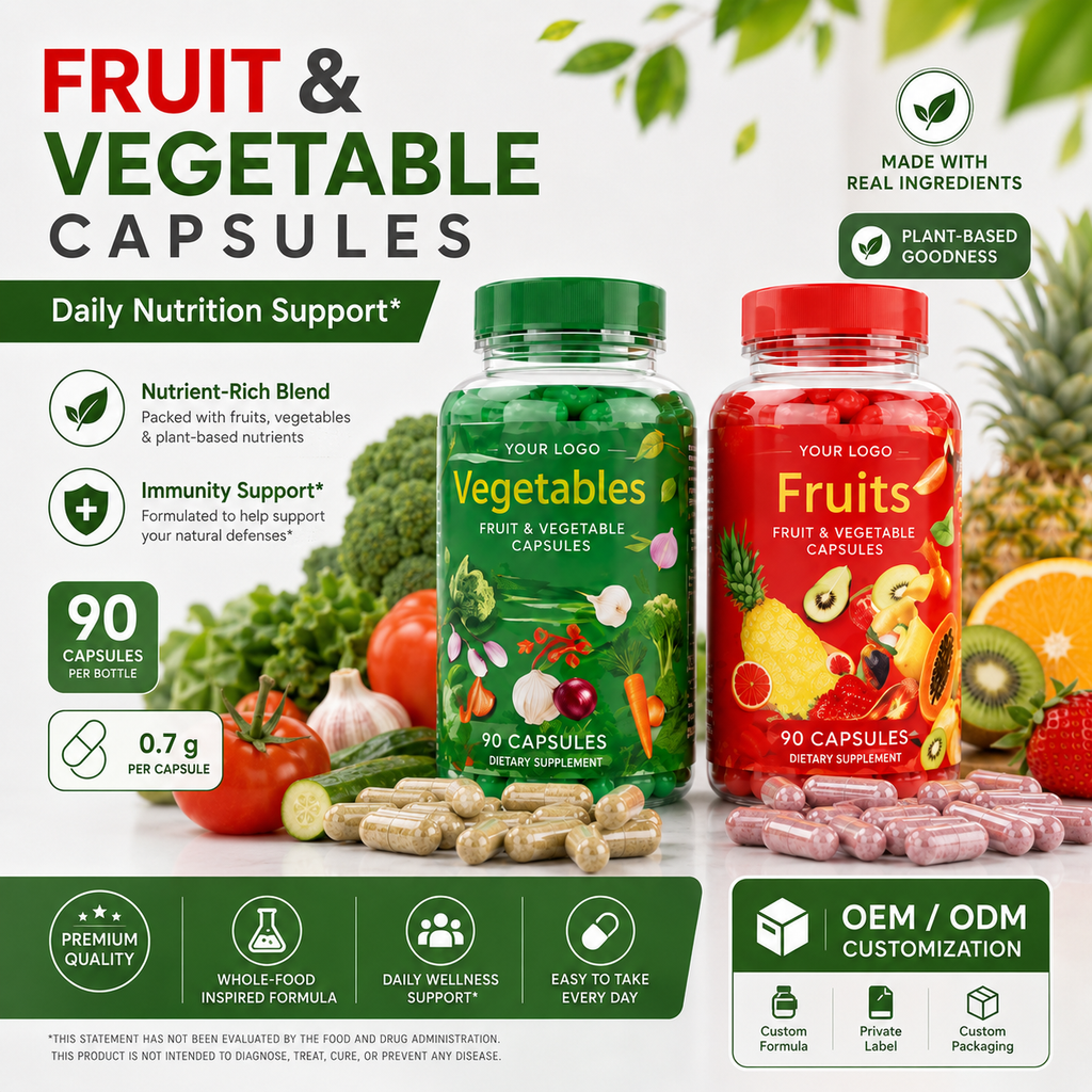 Fruit & Vegetable Capsules 90ct | Whole-Food Phytonutrients & Daily Antioxidant Support | Private Label OEM