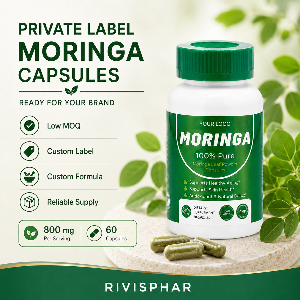 Moringa Capsules 60ct | Plant-Based Superfood Nutrition | Private Label OEM