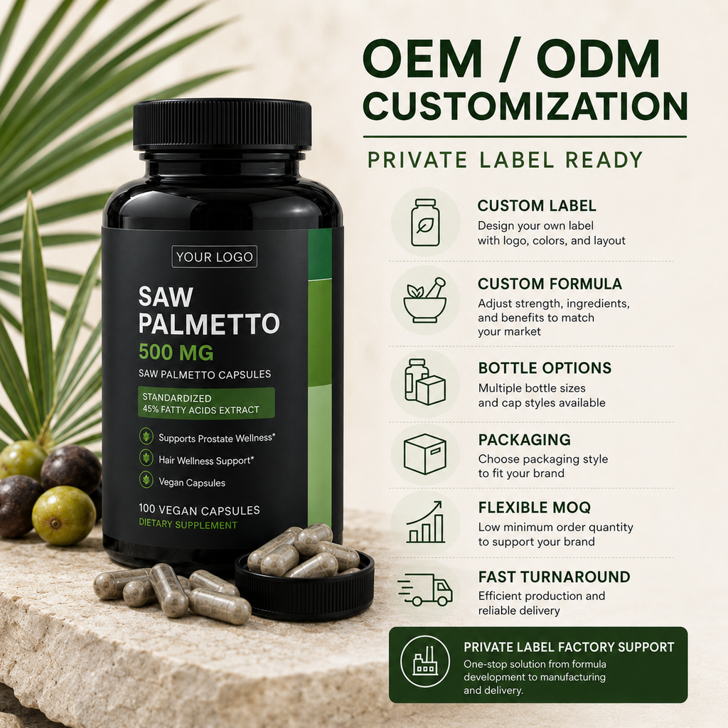 Saw Palmetto Capsules 100ct | Prostate Health & Men's Urinary Wellness | Private Label OEM