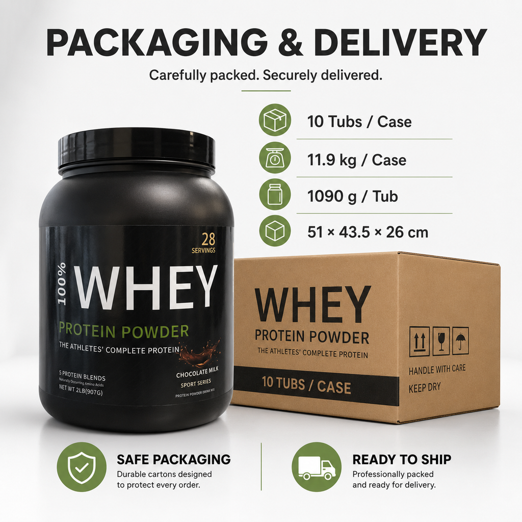 Whey Protein Powder 907g – Chocolate | Muscle Growth, BCAA & Post-Workout Recovery | Private Label OEM