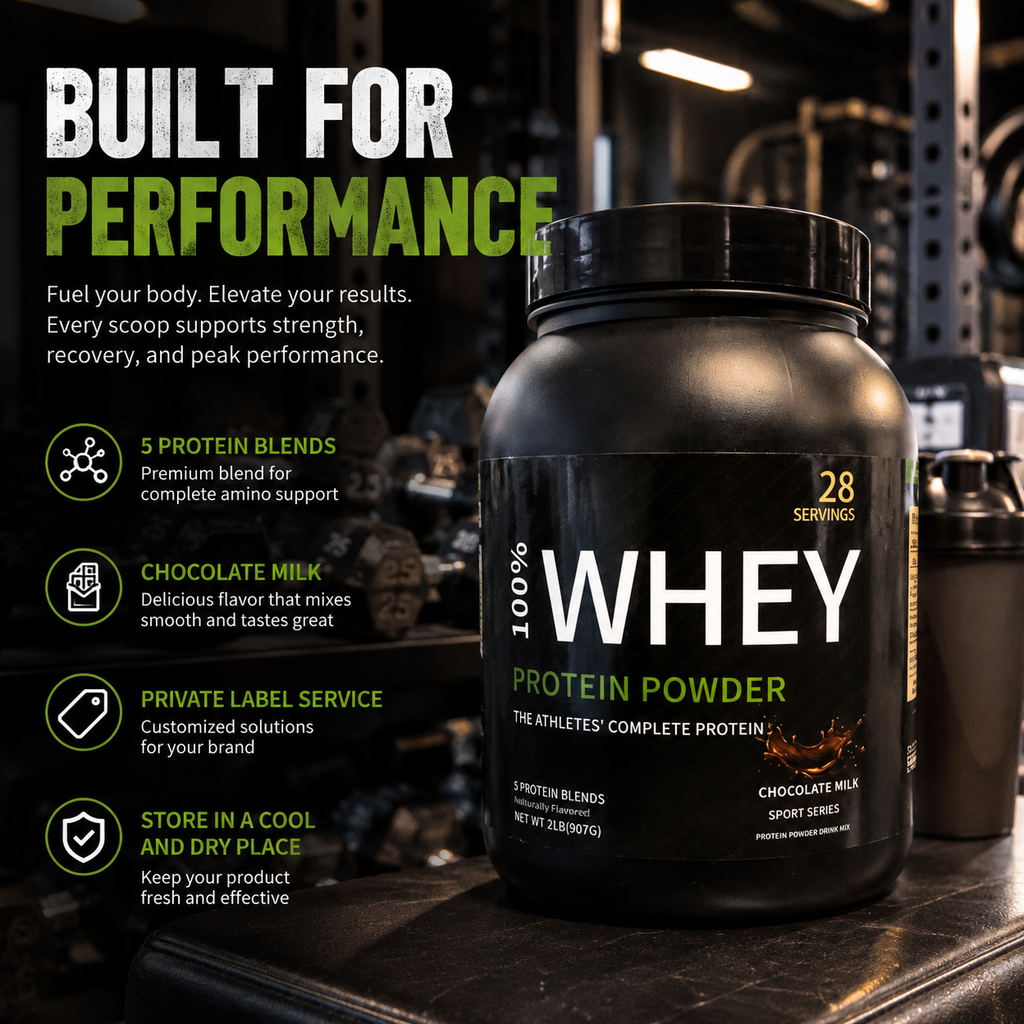 Whey Protein Powder 907g – Chocolate | Muscle Growth, BCAA & Post-Workout Recovery | Private Label OEM