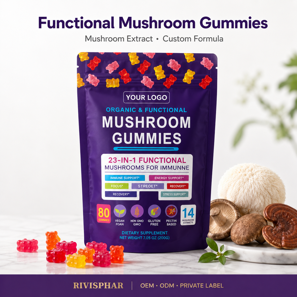 Mushroom Gummies 80ct | Lion's Mane, Reishi & Cordyceps Functional Blend | Private Label OEM