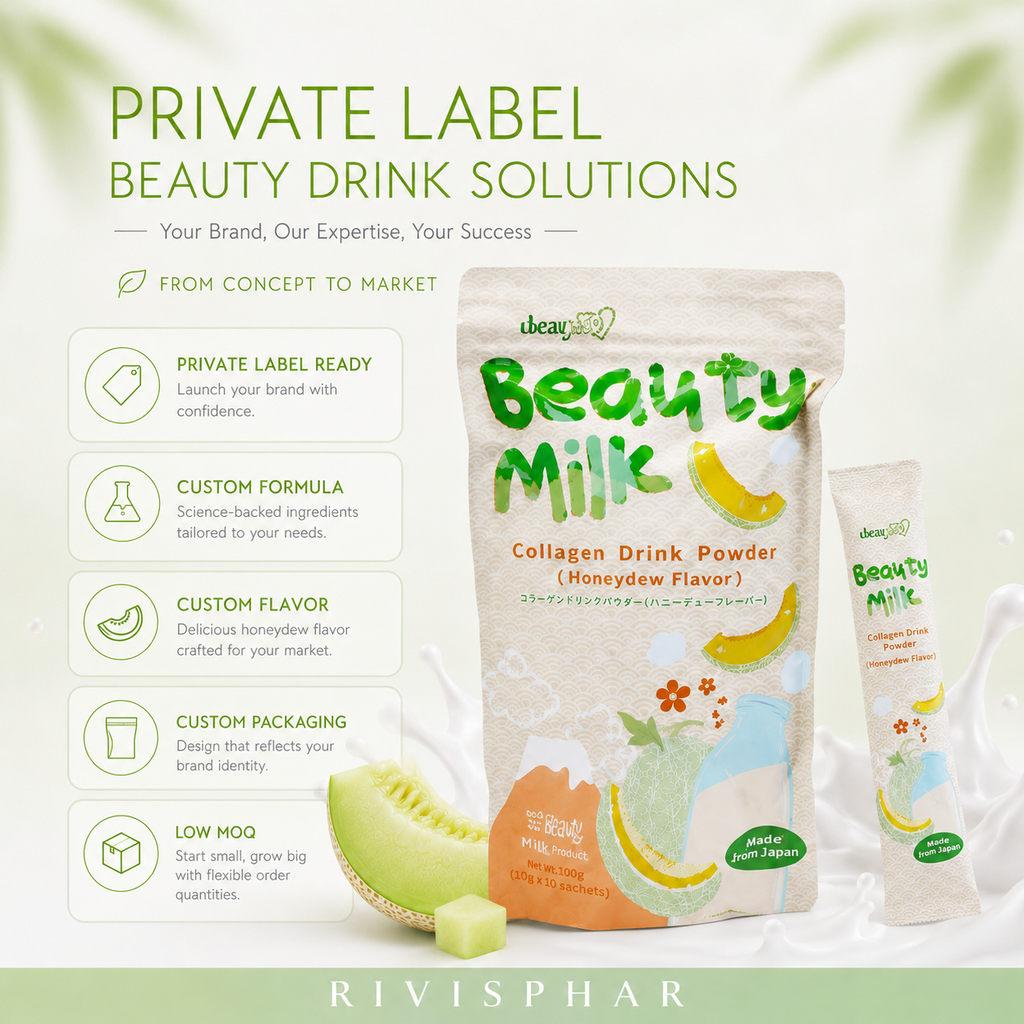 Beauty Milk Powder – Cantaloupe | Skin Hydration & Anti-Aging Drink Mix | 10 Sachets | Private Label OEM