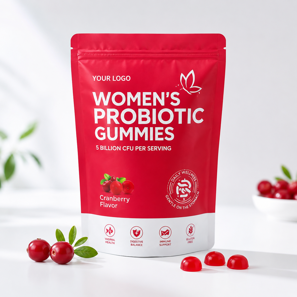 Women's Probiotic Gummies with cranberry flavor